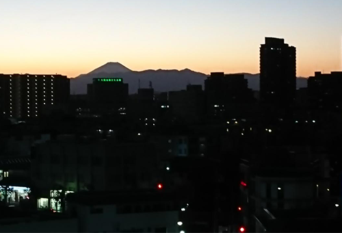 Mt. Fuji is sometimes visible on clear days.